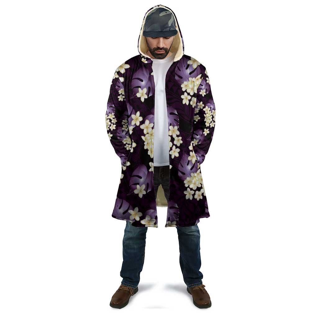 Purple Tropical Hawaii Cloak Seamless Monstera Plumeria Hawaiian Pattern - Polynesian Pride