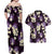 Purple Tropical Hawaii Couples Matching Off Shoulder Maxi Dress and Hawaiian Shirt Seamless Monstera Plumeria Hawaiian Pattern - Polynesian Pride