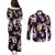 Purple Tropical Hawaii Couples Matching Puletasi and Long Sleeve Button Shirt Seamless Monstera Plumeria Hawaiian Pattern - Polynesian Pride