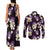 Purple Tropical Hawaii Couples Matching Tank Maxi Dress and Long Sleeve Button Shirt Seamless Monstera Plumeria Hawaiian Pattern - Polynesian Pride