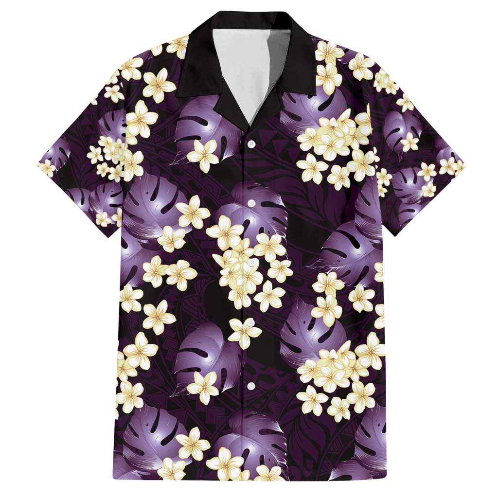 Purple Tropical Hawaii Family Matching Long Sleeve Bodycon Dress and Hawaiian Shirt Seamless Monstera Plumeria Hawaiian Pattern - Polynesian Pride