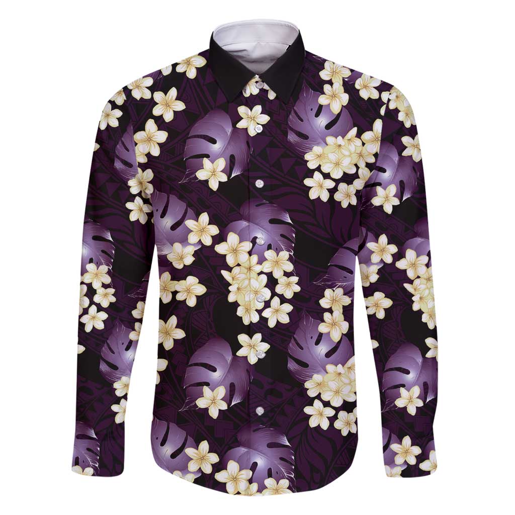 Purple Tropical Hawaii Family Matching Off Shoulder Short Dress and Hawaiian Shirt Seamless Monstera Plumeria Hawaiian Pattern - Polynesian Pride