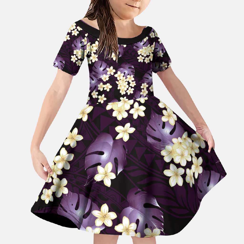 Purple Tropical Hawaii Family Matching Tank Maxi Dress and Hawaiian Shirt Seamless Monstera Plumeria Hawaiian Pattern - Polynesian Pride