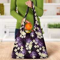 Purple Tropical Hawaii Grocery Bag Seamless Monstera Plumeria Hawaiian Pattern - Polynesian Pride