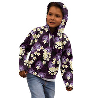 Purple Tropical Hawaii Kid Hoodie Seamless Monstera Plumeria Hawaiian Pattern - Polynesian Pride
