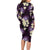 Purple Tropical Hawaii Long Sleeve Bodycon Dress Seamless Monstera Plumeria Hawaiian Pattern - Polynesian Pride