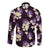 Purple Tropical Hawaii Long Sleeve Button Shirt Seamless Monstera Plumeria Hawaiian Pattern - Polynesian Pride