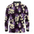 Purple Tropical Hawaii Long Sleeve Polo Shirt Seamless Monstera Plumeria Hawaiian Pattern - Polynesian Pride