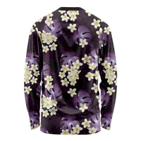 Purple Tropical Hawaii Long Sleeve Shirt Seamless Monstera Plumeria Hawaiian Pattern LT14 - Polynesian Pride