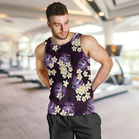 Purple Tropical Hawaii Men Tank Top Seamless Monstera Plumeria Hawaiian Pattern - Polynesian Pride