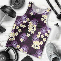 Purple Tropical Hawaii Men Tank Top Seamless Monstera Plumeria Hawaiian Pattern - Polynesian Pride