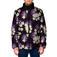 Purple Tropical Hawaii Padded Jacket Seamless Monstera Plumeria Hawaiian Pattern LT14 Men Purple - Polynesian Pride