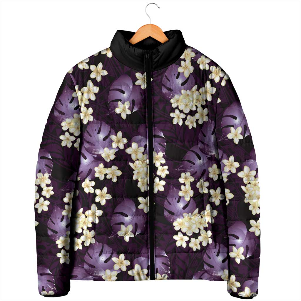Purple Tropical Hawaii Padded Jacket Seamless Monstera Plumeria Hawaiian Pattern LT14 - Polynesian Pride
