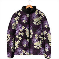 Purple Tropical Hawaii Padded Jacket Seamless Monstera Plumeria Hawaiian Pattern LT14 - Polynesian Pride