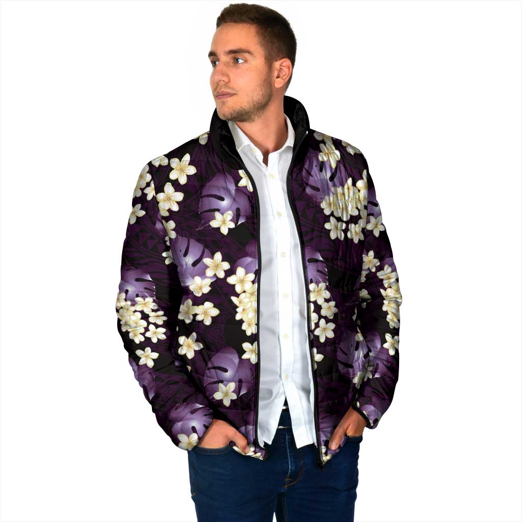 Purple Tropical Hawaii Padded Jacket Seamless Monstera Plumeria Hawaiian Pattern LT14 - Polynesian Pride