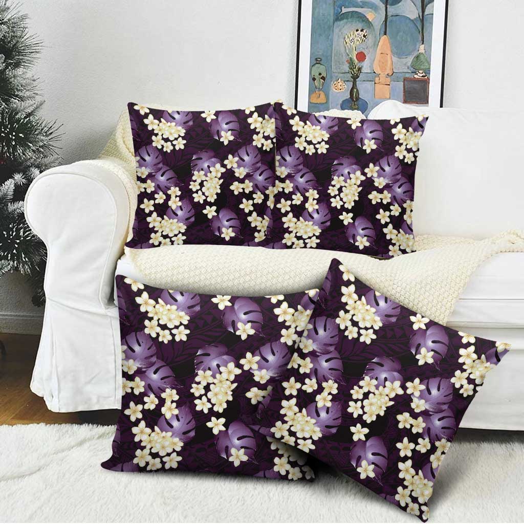 Purple Tropical Hawaii Pillow Cover Seamless Monstera Plumeria Hawaiian Pattern - Polynesian Pride