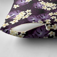 Purple Tropical Hawaii Pillow Cover Seamless Monstera Plumeria Hawaiian Pattern - Polynesian Pride