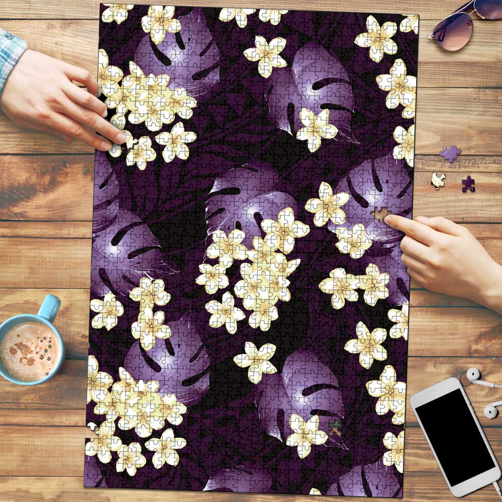Purple Tropical Hawaii Puzzle Seamless Monstera Plumeria Hawaiian Pattern - Polynesian Pride