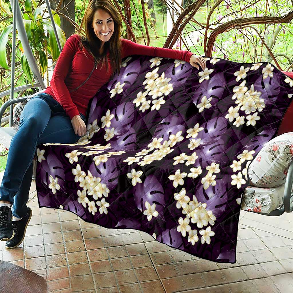 Purple Tropical Hawaii Quilt Seamless Monstera Plumeria Hawaiian Pattern - Polynesian Pride