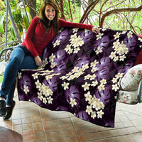 Purple Tropical Hawaii Quilt Seamless Monstera Plumeria Hawaiian Pattern - Polynesian Pride