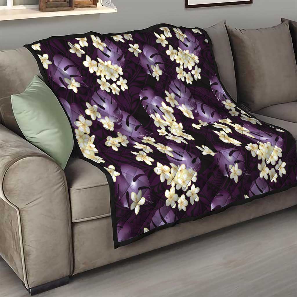 Purple Tropical Hawaii Quilt Seamless Monstera Plumeria Hawaiian Pattern - Polynesian Pride