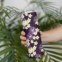 Purple Tropical Hawaii Skinny Tumbler Seamless Monstera Plumeria Hawaiian Pattern - Polynesian Pride