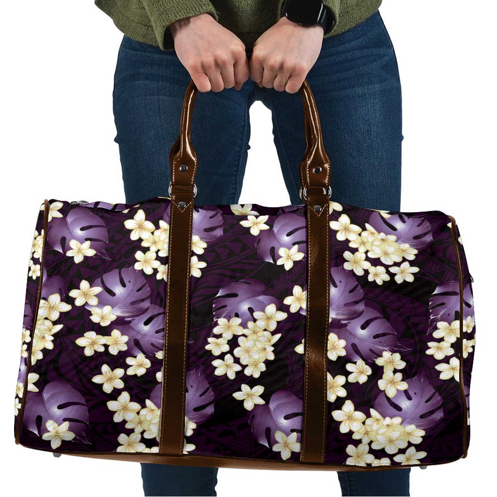 Purple Tropical Hawaii Travel Bag Seamless Monstera Plumeria Hawaiian Pattern - Polynesian Pride