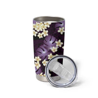 Purple Tropical Hawaii Tumbler Cup Seamless Monstera Plumeria Hawaiian Pattern - Polynesian Pride