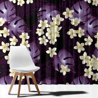 Purple Tropical Hawaii Window Curtain Seamless Monstera Plumeria Hawaiian Pattern - Polynesian Pride
