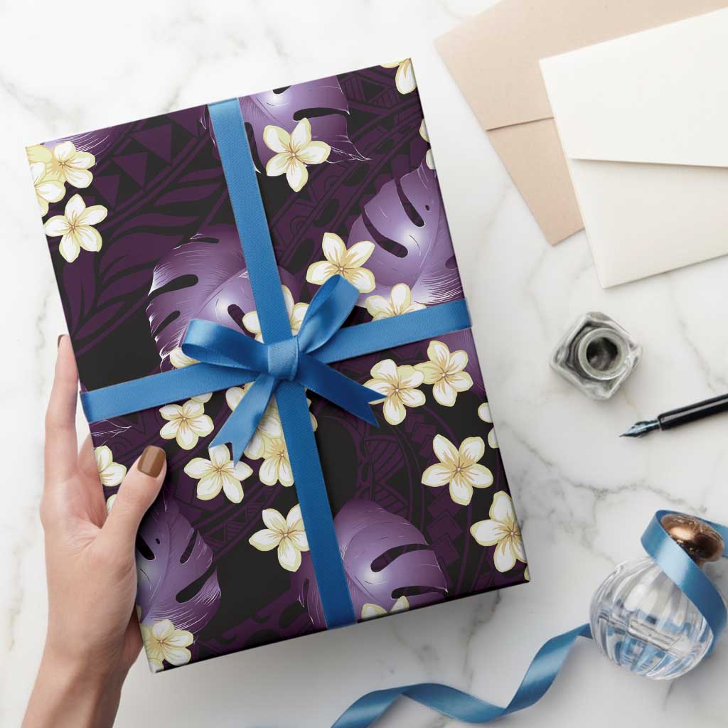 Purple Tropical Hawaii Wrapping Paper Seamless Monstera Plumeria Hawaiian Pattern - Polynesian Pride