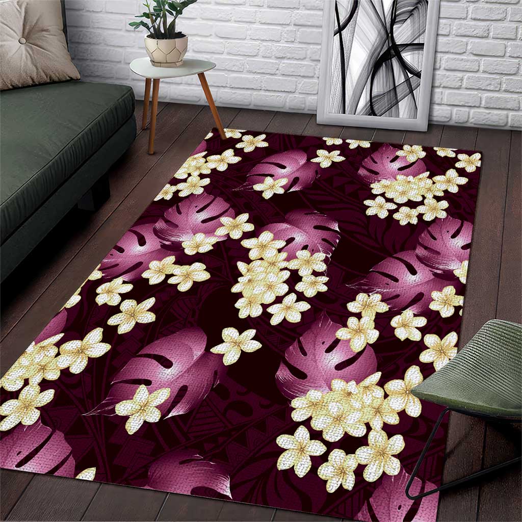 Pink Tropical Hawaii Area Rug Seamless Monstera Plumeria Hawaiian Pattern - Polynesian Pride