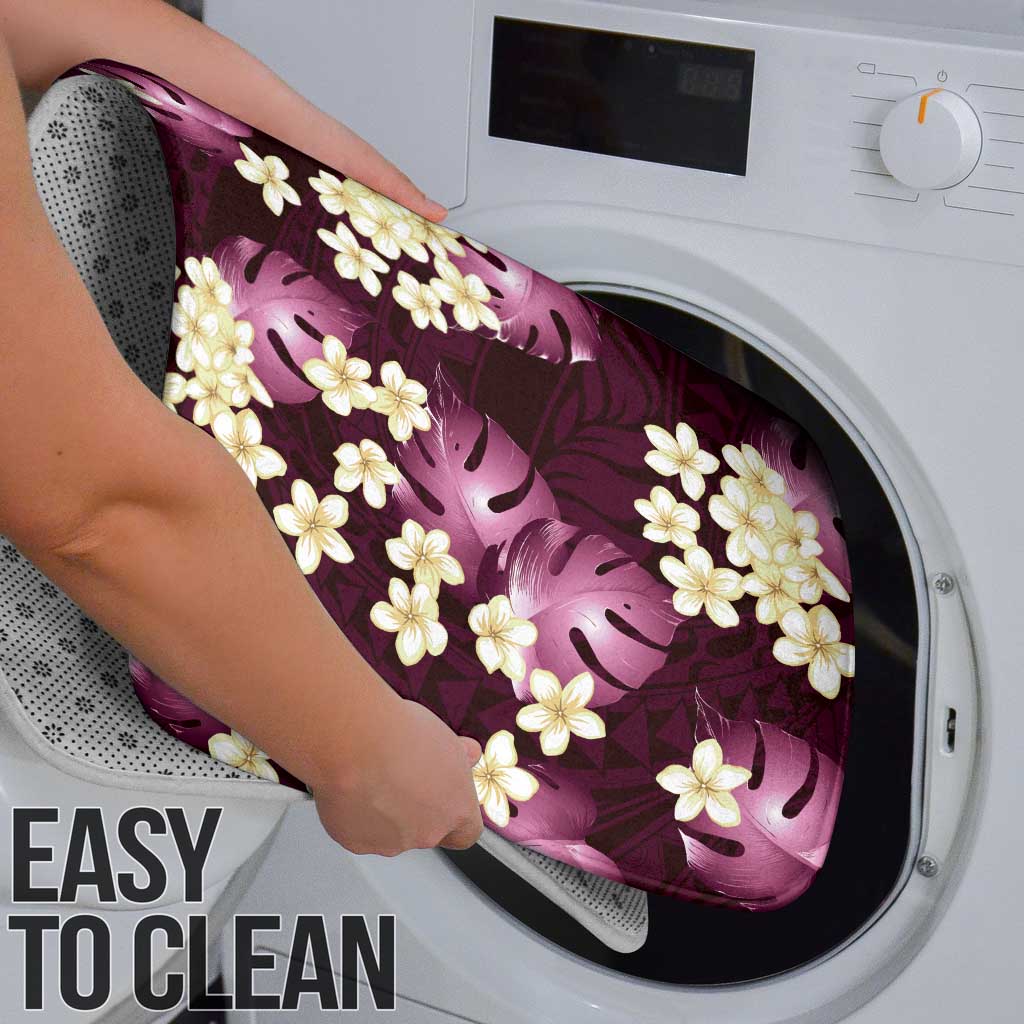 Pink Tropical Hawaii Bathroom Set Seamless Monstera Plumeria Hawaiian Pattern - Polynesian Pride