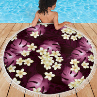 Pink Tropical Hawaii Beach Blanket Seamless Monstera Plumeria Hawaiian Pattern - Polynesian Pride