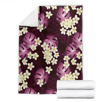 Pink Tropical Hawaii Blanket Seamless Monstera Plumeria Hawaiian Pattern - Polynesian Pride