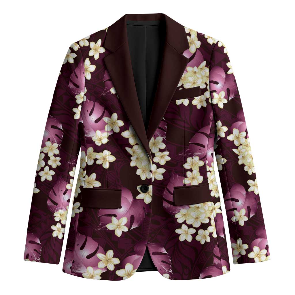 Pink Tropical Hawaii Blazer Seamless Monstera Plumeria Hawaiian Pattern - Polynesian Pride