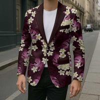 Pink Tropical Hawaii Blazer Seamless Monstera Plumeria Hawaiian Pattern - Polynesian Pride