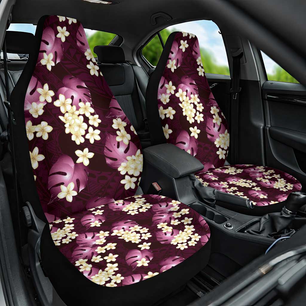 Pink Tropical Hawaii Car Seat Cover Seamless Monstera Plumeria Hawaiian Pattern - Polynesian Pride
