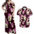 Pink Tropical Hawaii Couples Matching Off Shoulder Maxi Dress and Hawaiian Shirt Seamless Monstera Plumeria Hawaiian Pattern - Polynesian Pride