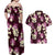 Pink Tropical Hawaii Couples Matching Off Shoulder Maxi Dress and Hawaiian Shirt Seamless Monstera Plumeria Hawaiian Pattern - Polynesian Pride
