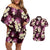 Pink Tropical Hawaii Couples Matching Off Shoulder Short Dress and Hawaiian Shirt Seamless Monstera Plumeria Hawaiian Pattern - Polynesian Pride