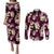 Pink Tropical Hawaii Couples Matching Puletasi and Long Sleeve Button Shirt Seamless Monstera Plumeria Hawaiian Pattern - Polynesian Pride