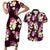 Pink Tropical Hawaii Couples Matching Short Sleeve Bodycon Dress and Hawaiian Shirt Seamless Monstera Plumeria Hawaiian Pattern - Polynesian Pride