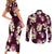 Pink Tropical Hawaii Couples Matching Short Sleeve Bodycon Dress and Long Sleeve Button Shirt Seamless Monstera Plumeria Hawaiian Pattern - Polynesian Pride