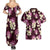 Pink Tropical Hawaii Couples Matching Summer Maxi Dress and Hawaiian Shirt Seamless Monstera Plumeria Hawaiian Pattern - Polynesian Pride