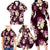 Pink Tropical Hawaii Family Matching Long Sleeve Bodycon Dress and Hawaiian Shirt Seamless Monstera Plumeria Hawaiian Pattern - Polynesian Pride
