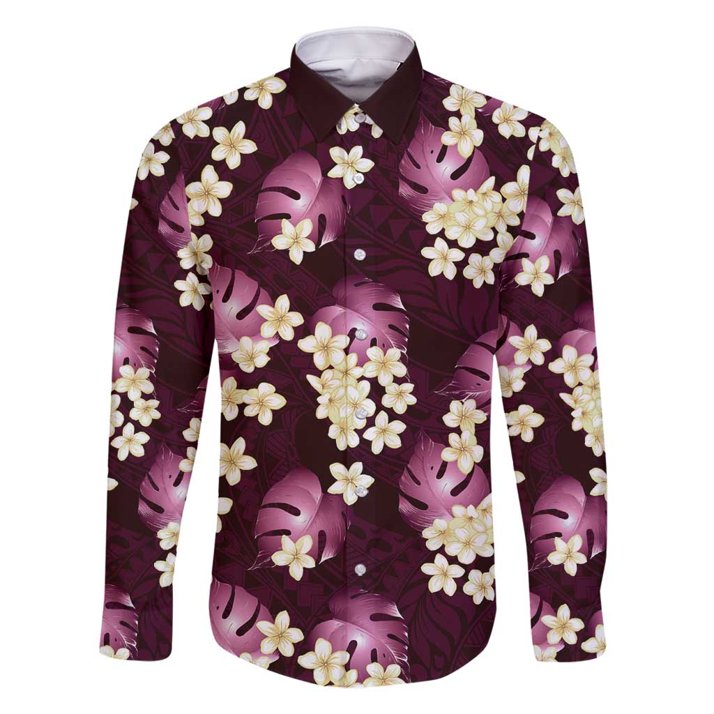 Pink Tropical Hawaii Family Matching Off Shoulder Maxi Dress and Hawaiian Shirt Seamless Monstera Plumeria Hawaiian Pattern - Polynesian Pride