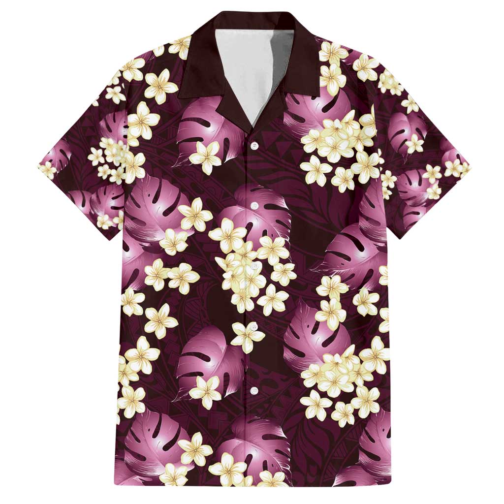 Pink Tropical Hawaii Family Matching Summer Maxi Dress and Hawaiian Shirt Seamless Monstera Plumeria Hawaiian Pattern - Polynesian Pride