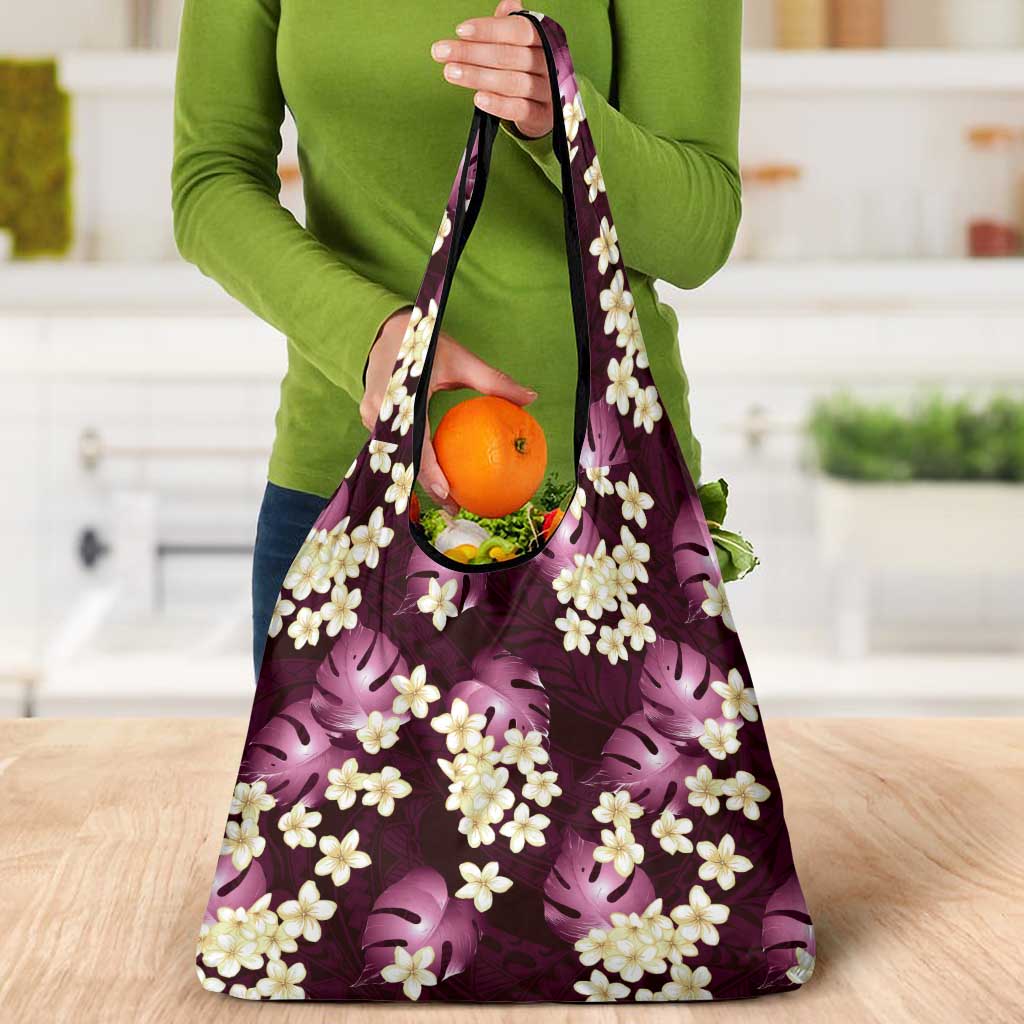 Pink Tropical Hawaii Grocery Bag Seamless Monstera Plumeria Hawaiian Pattern - Polynesian Pride