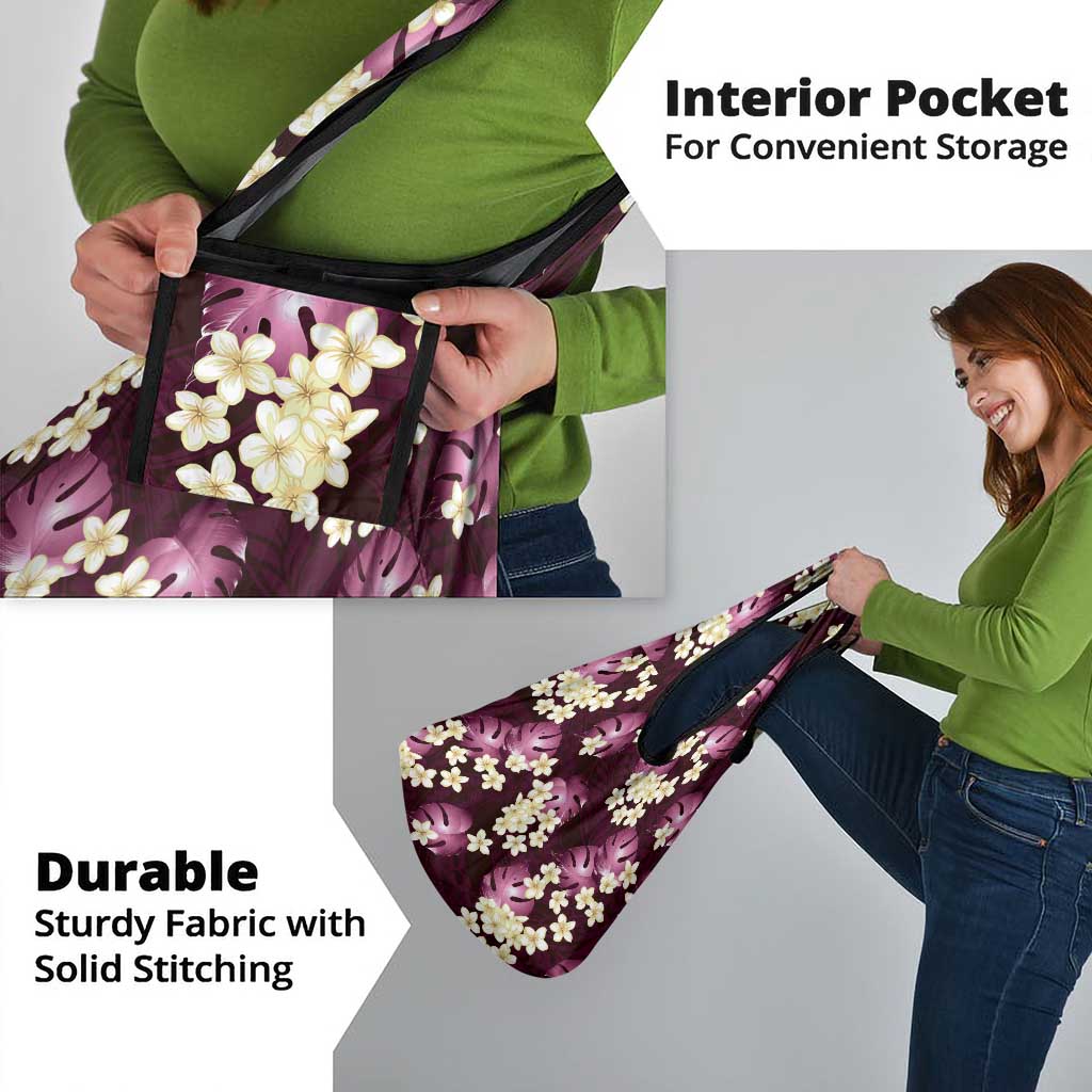 Pink Tropical Hawaii Grocery Bag Seamless Monstera Plumeria Hawaiian Pattern - Polynesian Pride