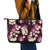 Pink Tropical Hawaii Leather Tote Bag Seamless Monstera Plumeria Hawaiian Pattern - Polynesian Pride